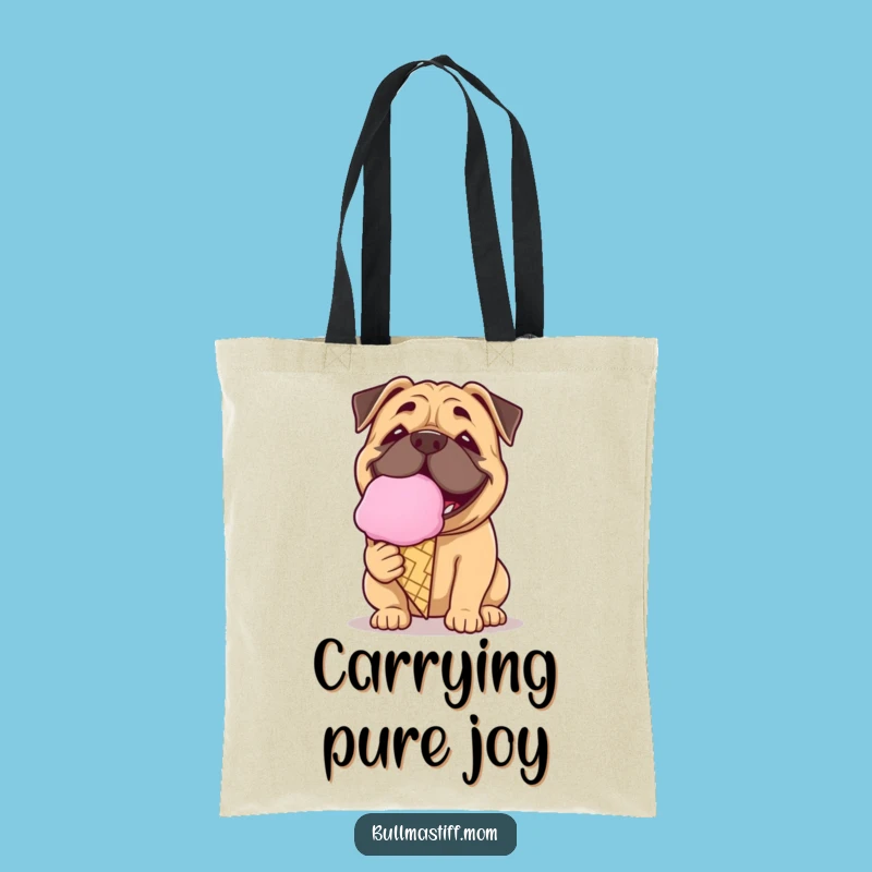 Funny Ice Cream Bullmastiff Tote Bag: Sweet Dog Lover Carryall, Humorous Gift!