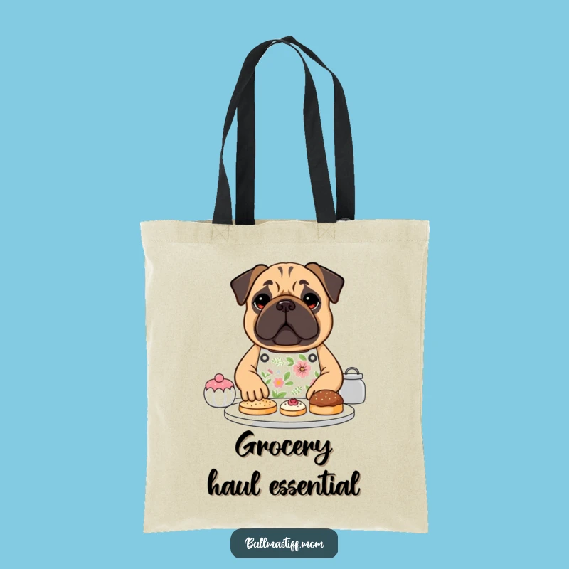 Funny Bullmastiff Baker Tote Bag - Floral Apron Dog Accessory, Gift