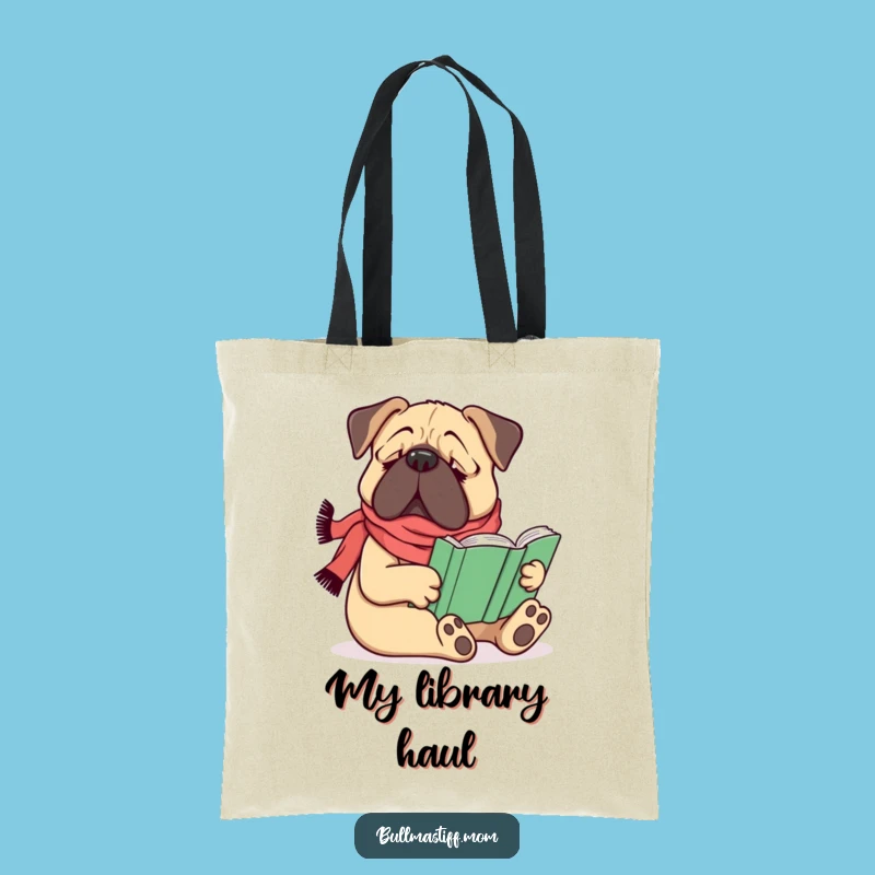 Funny Bullmastiff Reader Tote Bag - Carry Your Books with Dog Humor Gift