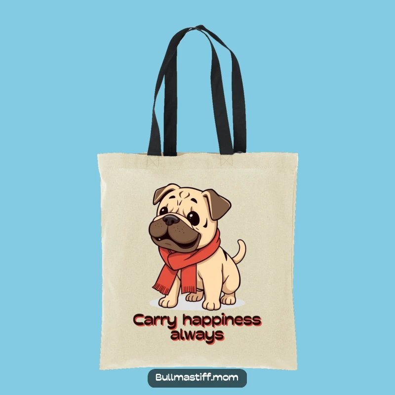Funny Bullmastiff Scarf Tote Bag: Enthusiastic Dog Lover Gift