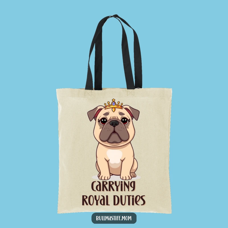 Funny Regal Bullmastiff Tiara Tote Bag: Carry Your Crown with Comedy, a Hilarious Gift